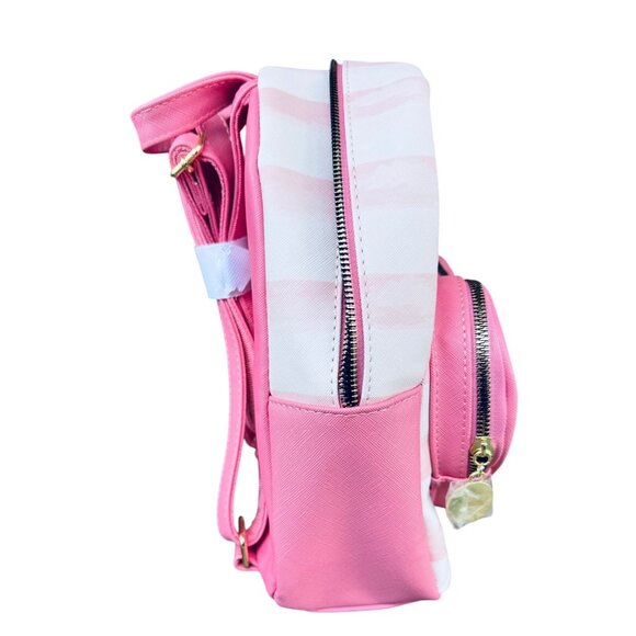 Pikachu No. 025 Pink & White Striped Heart-Shaped Zipper Backpack - Picture 6 of 12